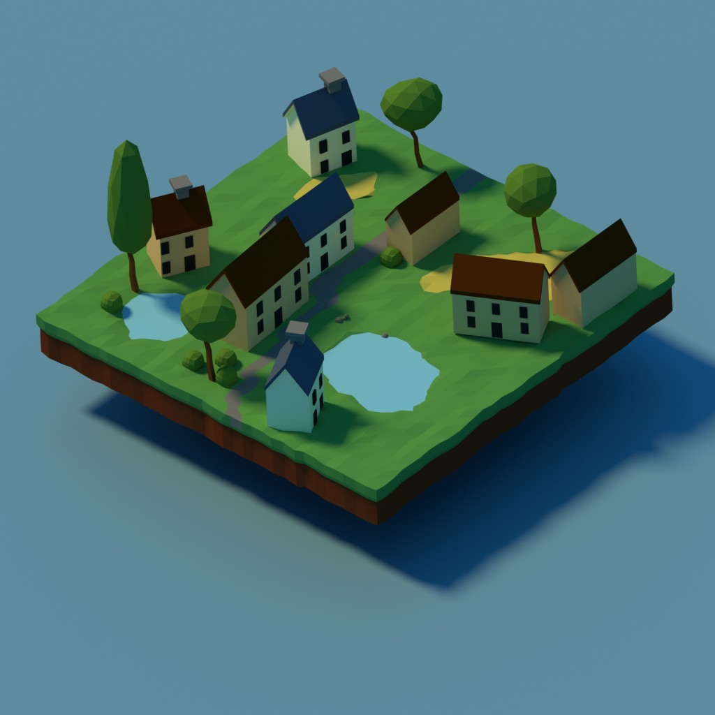 low poly small village preview image 1